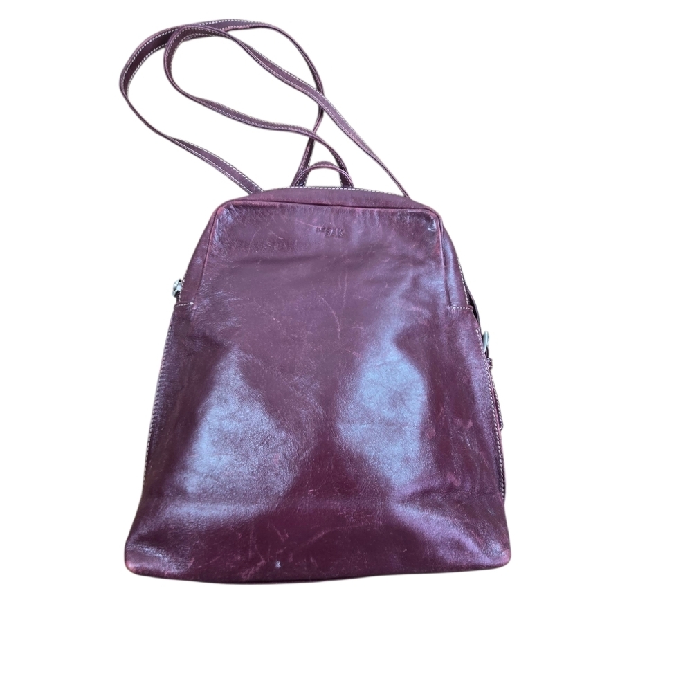 Vtg Y2k The Sak Burgundy Wine Leather Backpack Purse
